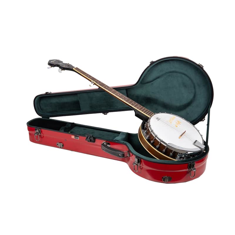 Crossrock Fiberglass Banjo Case-Fits Mastertone & Most 5-String Styles, with Interior Compartment, Backpack Straps, Hygrometer, TSA Lock-Red (CRF2023MBJRD) image 1