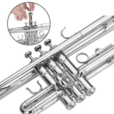 🎅🎄 For Pros and Beginners! Silver (Chrome) Unmarked Trumpet with Case/Bag/Pack +Strap +Cloth! image 9