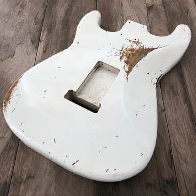 FRANCHIN Mercury guitar body Relic Aged Olympic White 100% Nitro Lacquer Cracks HSS Basswood Stratocaster-Strat-S-Style Made in Italy - Stock piece #23280826 image 13