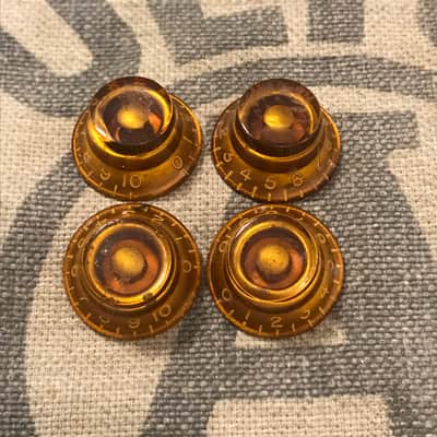 Vintage Gibson 1950's Amber Top Hat Bell-Bonnet Knobs Set of 4 Les Paul Burst image 1