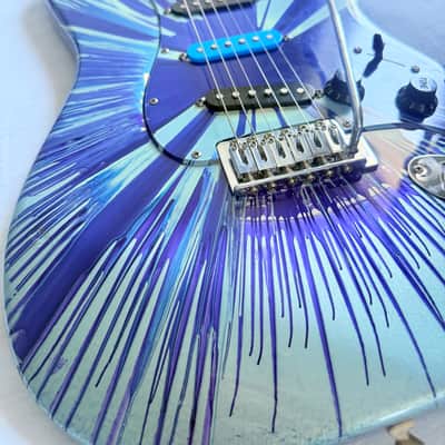 Fender FSR "Splattercaster" Standard Splatter Stratocaster with Rosewood Fretboard 2003 - 2004 - Violet, Daphne, Agave, Lake Placid, and Midnight Blue Swirl over Olympic White image 2