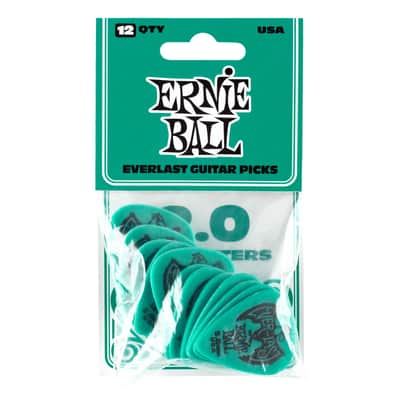 Ernie Ball Everlast Delrin Picks 12 Pack (2.0mm Teal), P09196 image 1
