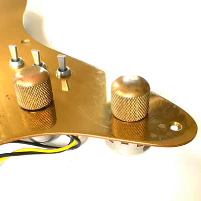 Schecter complete F500t Stratocaster monstertone single coil pickup assembly with brass pickguard image 8