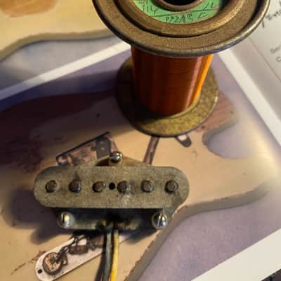 General Vintage Tone Telecaster pickup set hand wound 1957 / 58 NOS Fw1177 formvar heavy REA Mangnetics Indiana , US one , March of 1958 Aged image 12