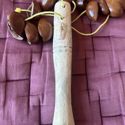 Nutshell Shaker Percussion Nigerian Style Uyot Seed Rattle on Handle image 5