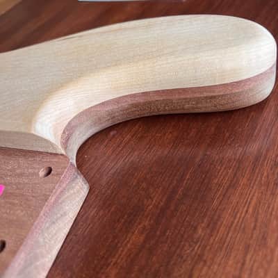 Compact Offset Bass Body NOS- High End Maple Top-Mahogany accent -solid ONE-piece Butternut (White Walnut) Back - Unfinished Front Routed LIMITED Luthier Supply R29 image 13
