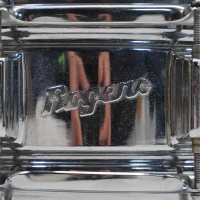 ROGERS  "BIG R" SUPER TEN 14"x 5" STEEL SHELL SNARE DRUM 1970s - Chrome image 7