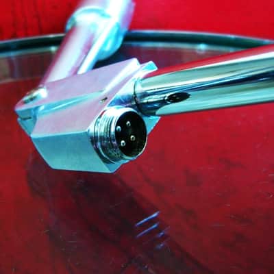 Vintage 1960's Lafayette 99-45460 dynamic Satin Chrome microphone w desk stand Lafayette Olson Midland # 1 image 13