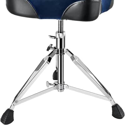 Heavy Duty Drum Throne, Motorcycle Style Drum Stool, Widened Drum Chair with Velvet Surface, Height Adjustable Padded Seat, Double Braced, Blue image 1