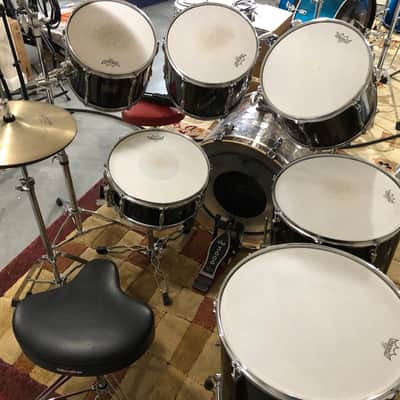 Pearl Export 5-tom shell pack with matching snare (Jet Black), Quick Beat hi-hats, hardware, and throne image 2