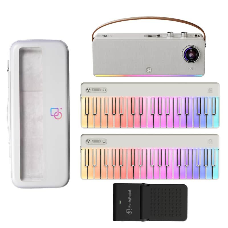 *(PRE-PRODUCTION VERSION BETA UNIT) PartyKeys Piano Keyboards 72 keys with Case and PartyStudio MIDI Sounds Speaker with PartyPedal image 1