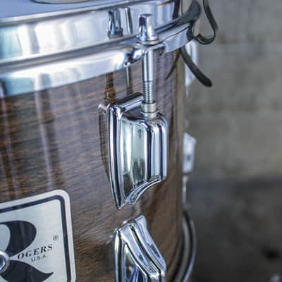 Rogers Londoner V Drum Kit – 1977 Big R Era – New Mahogany – Complete Memriloc Hardware image 13