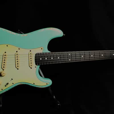 Riccardi Relics USA Strat, Fralin Blues Special pickups, MJT Seafoam Green Alder body, Nitro Roasted Maple neck with painted headstock, Hardcase image 1
