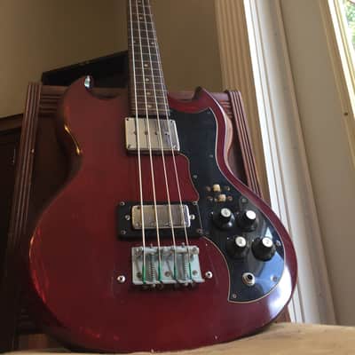 Global 495 B Bass Guitar (SG EB3 Short Scale) 1970's Aged Cherry image 1