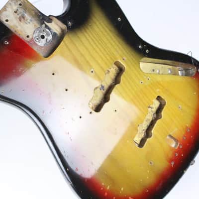 1976 Fender Jazz Bass BODY Sunburst ASH Super GREAT Heavy Wear USA 3-Bolt Weight 6.4 lbs 1970's Vintage image 3