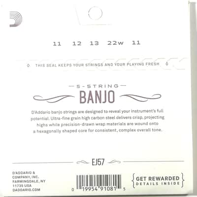 D'Addario Banjo Strings  EJ57 (form J57)  Nickel Steel  Medium image 2