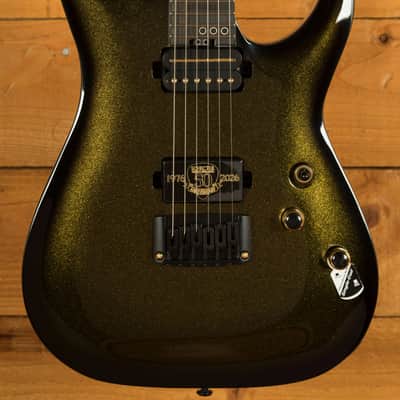Schecter C-1 50th Anniversary - Ebony - Gold Burst image 1