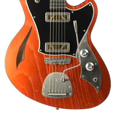 New Novo Miris J-Custom Lightly Distressed Candy Apple Orange w/Lollar Gold Foil Pickups #26199 image 3