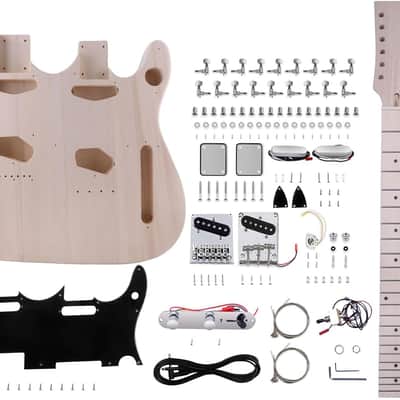 DIY Electric Double Neck Guitar Kit – Tele Style, 12 & 6 String, Right-Handed | Maple Neck, Basswood Body, Chrome Hardware image 1