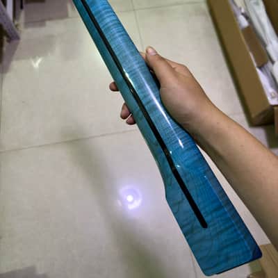 Blue Gloss 22Frets Flame Maple Electric guitar Neck 25.5in parts image 8