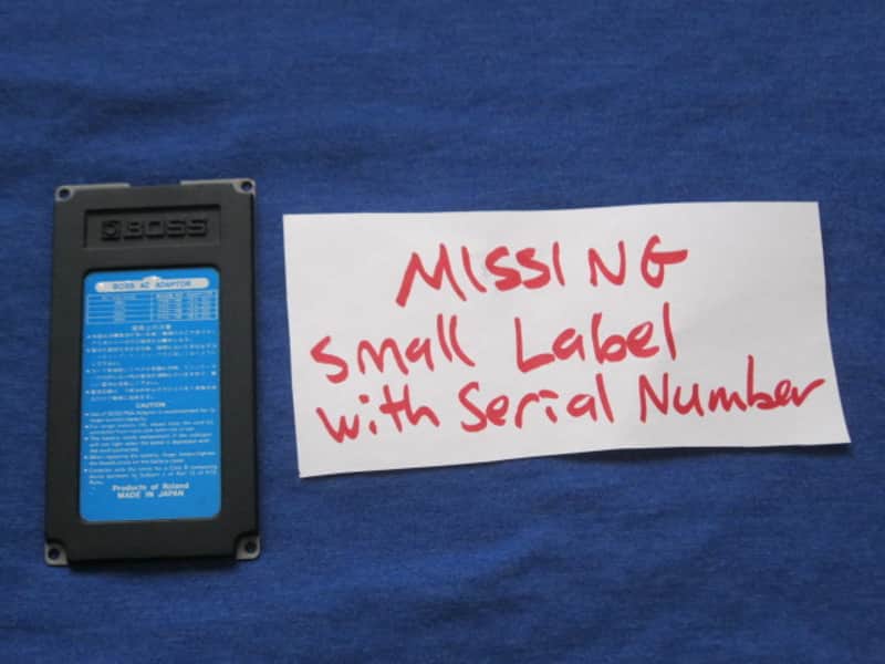 used genuine Boss Blue Label Japan Bottom Plate MISSING Serial Number (from 1990) - center area of back edge has cut out for power jack (was originally from a DD-3 pedal) NO pedal / NO other items / NO screws image 1