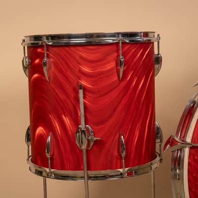 Vintage Mica-Sonic MIJ Red Satin Flame Drum Set image 9
