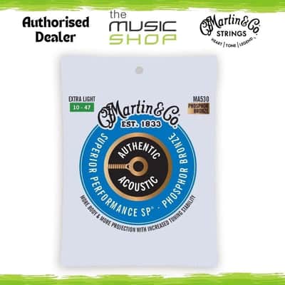 Martin Authentic SP Acoustic Guitar Strings, Phosphor Bronze, 10-47 - MA530 image 1