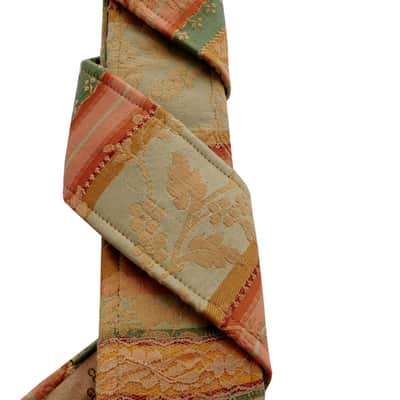Near Vintage Handmade Guitar Strap Shades of Gold Sage Dusty Rose with Lace Inserts Limited Edition image 2