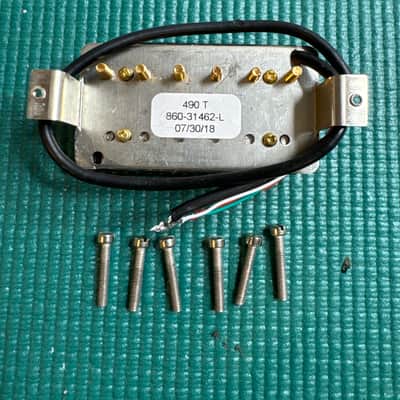 Gibson 490T pickup gold and nickel pole peices image 2