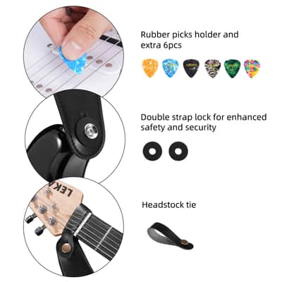 LEKATO LGS-13 Guitar Straps 3.5" Wide for Bass Electric and Acoustic Guitars Free Strap Button with 2 Strap Locks and 6 Picks image 3