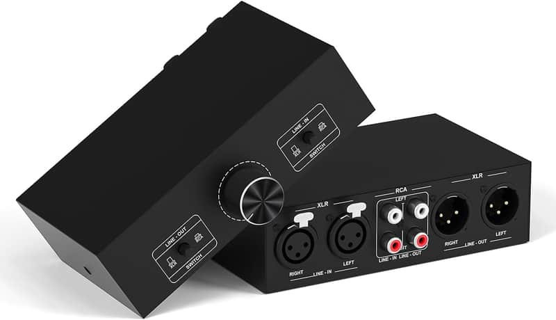 RCA and XLR Selector Switch Boxes, 2(1)-in-1(2)-Out RCA/XLR Speaker Switcher Selector, HiFi Balanced Stereo Audio Switcher/Converter Premium Selector Splitter Box with Volume Controller image 1