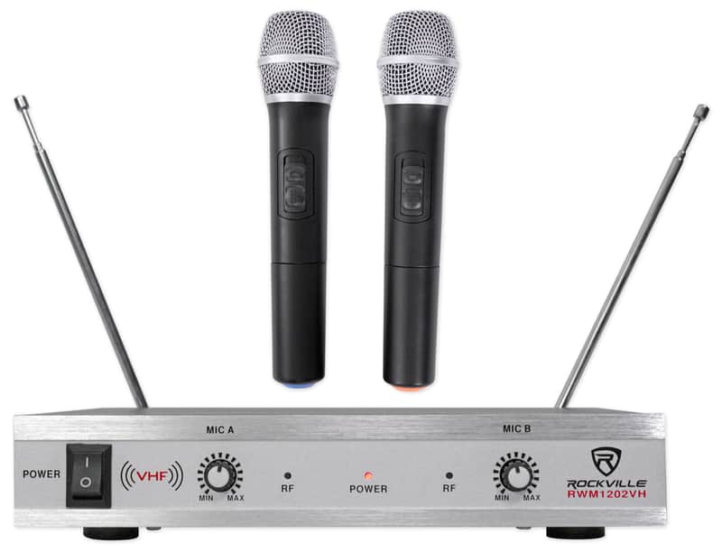 Immagine Rockville RWM1202VH VHF Wireless Dual HandHeld Microphone System/Metal Receiver - 1