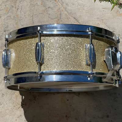 1960's MIJ 14" Gold/Silver Sparkle 5.5x14 Snare Drum Del Rey St. George image 8