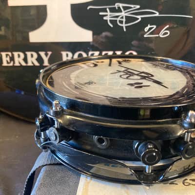 Terry Bozzio's DW 2000s - 2.5x8" Collector's Maple Piccolo Tom - "Bb/A#" Autographed! Transparent Dark Walnut Satin image 3
