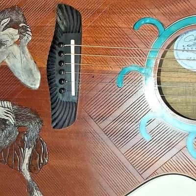 Acoustic Guitar Handmade by Blueberry, 6 String wood Pan God of the Wild Guitar, Custom Handcrafted Wooden Guitar, Grand Concert Guitar image 11