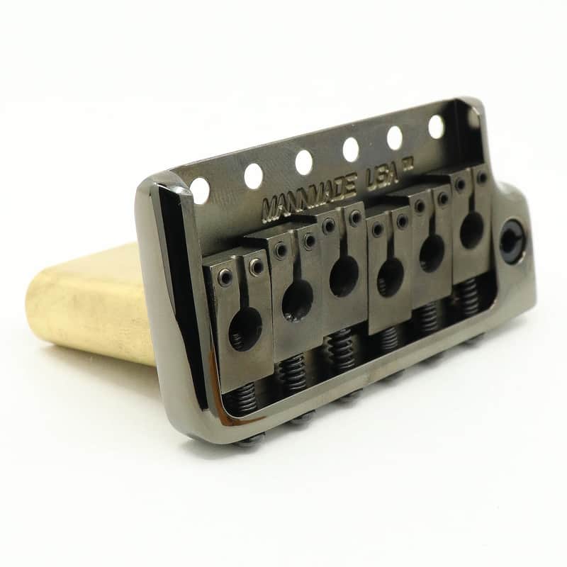 MannMade USA Tremolo Bridge - Black Nickel/Tumbled Saddles - fits PRS style guitars image 1