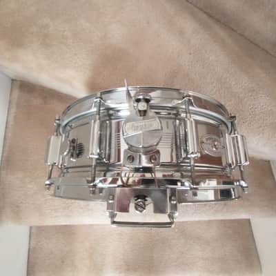 Rogers Vintage 7 line Dynasonic chrome over brass snare drum 1963/64 Cleveland SN 5244! image 8