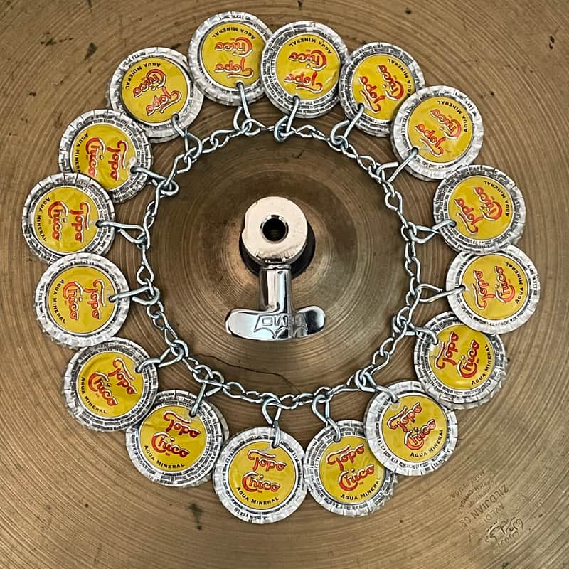 Upcycled Percussion - Bottle Cap Ching Ring - Hi Hat Tambourine - Topo Chico image 1