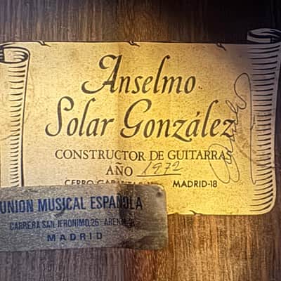 1972 Anselmo Solar Gonzalez Rare Classical Guitar Spain image 9