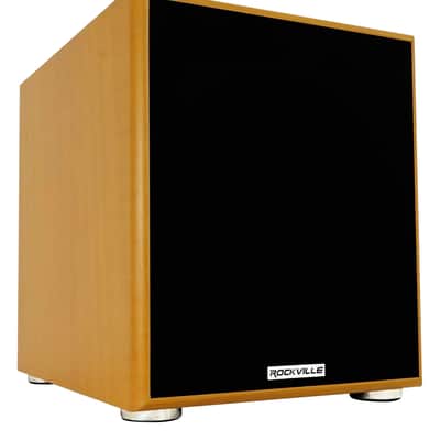 Rockville Rock Shaker 10" Inch Wood 600w Powered Home Theater Subwoofer Sub image 1