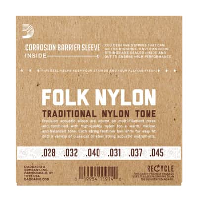 D'Addario EJ32C Folk Nylon Strings Ball End - Classic Guitar Strings image 2