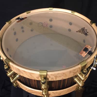 Bearing Edge Drum Co, Custom 5x14 Zebra Wood Snare, Mint. image 7