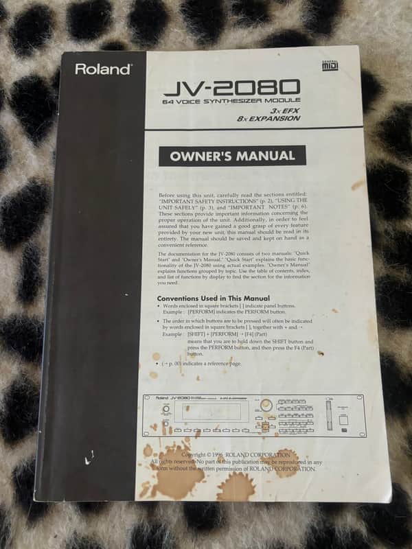 Roland JV 2080 ORIGINAL Owner’s Manual image 1