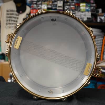 DW USA Collectors Series 6.5x14'' Thin Aluminum 1MM Shell Snare Drum w/ Gold Hdw. image 8