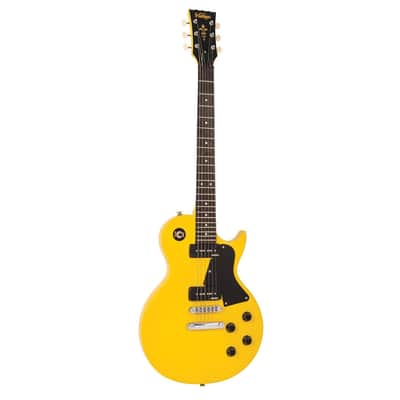 Vintage V132 ReIssued Single Cutaway w/ Dual P90s  Electric Guitar - TV Yellow image 2