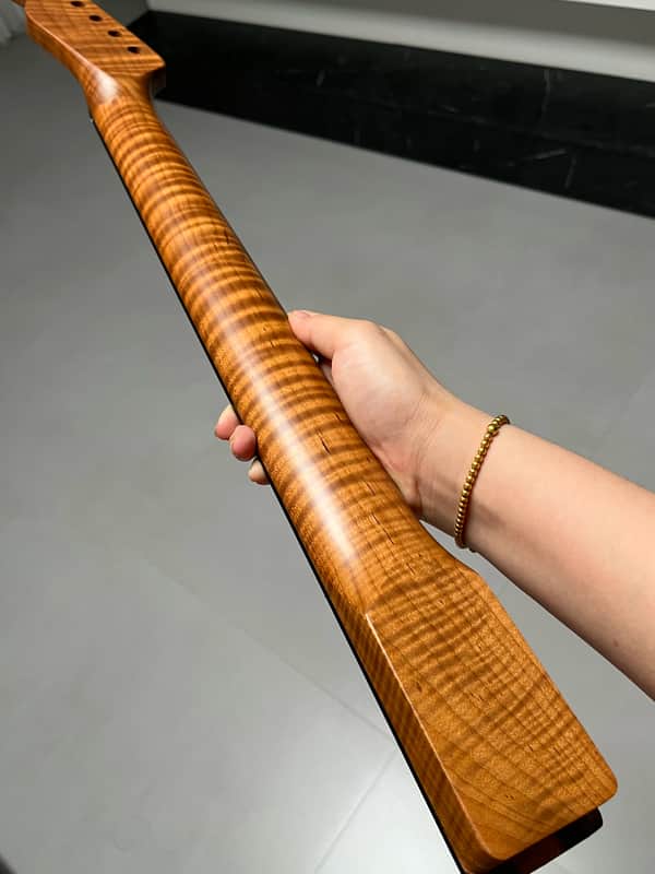 AAAAA Tele Ebony Fretboard Roasted flame Maple Electric Guitar Neck Radius 12inch Round stainless steel 22 frets hole 10mm Radius: 12 inches image 1