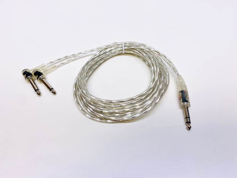 Y-Cable Transparent Clear Silver For ROLAND BOSS V-Drum Splitter Cable Cord L-Plug Right Angle image 1