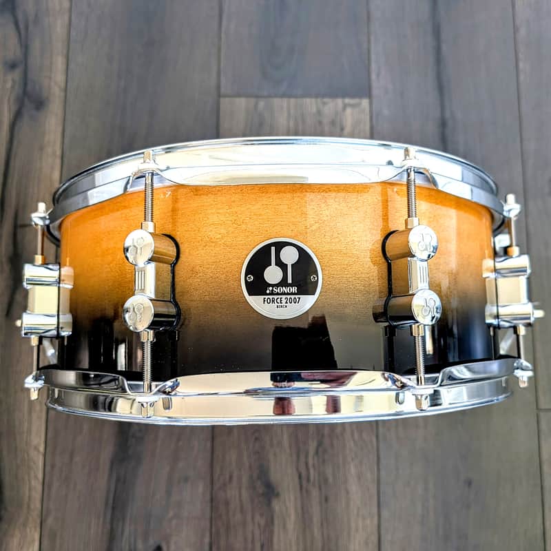 Near MINT Sonor Force 2007 Birch Shell Snare Drum 14" x 5.5" Natural Lacquer Fade Black Engineered in Germany image 1