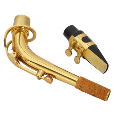 Eb Alto Saxophone Outfit Gold Lacquered Brass w/ Hard Case, Mouthpiece, Reed & Gloves image 11