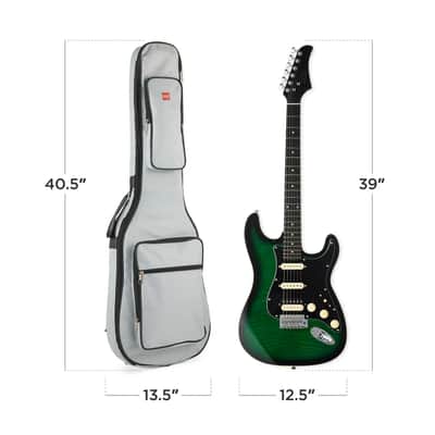 Beginner Electric Guitar Kit w/ Headphone Amp, Padded Gig Bag, Headphones - Green image 2